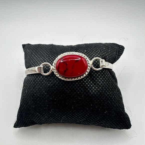 Sterling silver and red jasper hinge bracelet! - Picture 9 of 10
